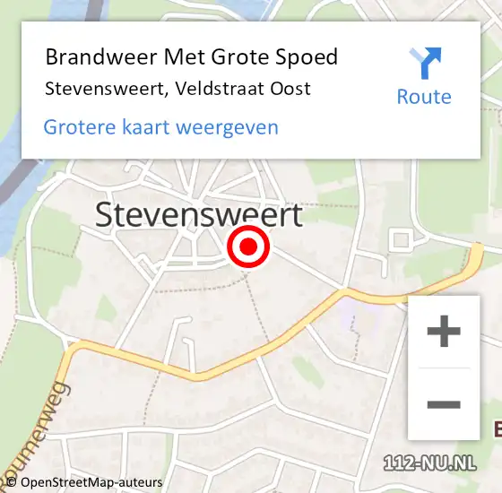 Locatie op kaart van de 112 melding: Brandweer Met Grote Spoed Naar Stevensweert, Veldstraat Oost op 25 maart 2018 10:32