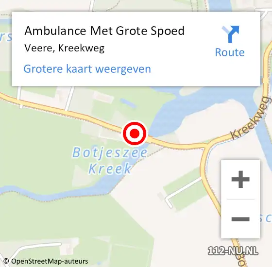 Locatie op kaart van de 112 melding: Ambulance Met Grote Spoed Naar Veere, Kreekweg op 25 maart 2018 10:39