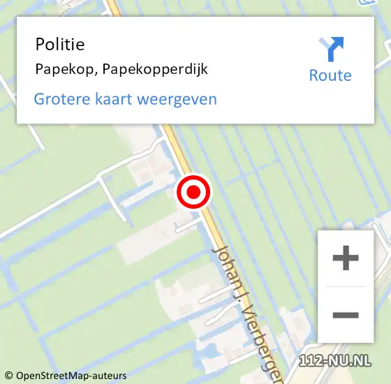 Locatie op kaart van de 112 melding: Politie Papekop, Papekopperdijk op 23 september 2013 07:41