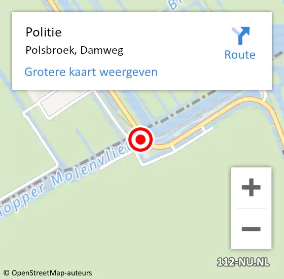 Locatie op kaart van de 112 melding: Politie Polsbroek, Damweg op 25 maart 2018 11:08