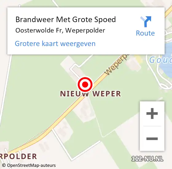 Locatie op kaart van de 112 melding: Brandweer Met Grote Spoed Naar Oosterwolde Fr, Weperpolder op 23 september 2013 07:41