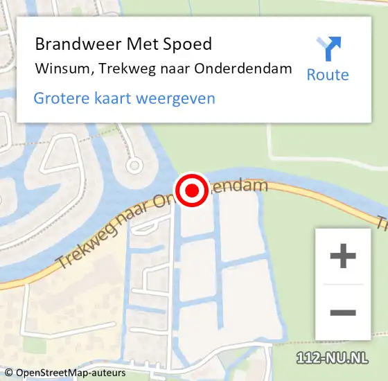 Locatie op kaart van de 112 melding: Brandweer Met Spoed Naar Winsum, Trekweg naar Onderdendam op 25 maart 2018 11:44