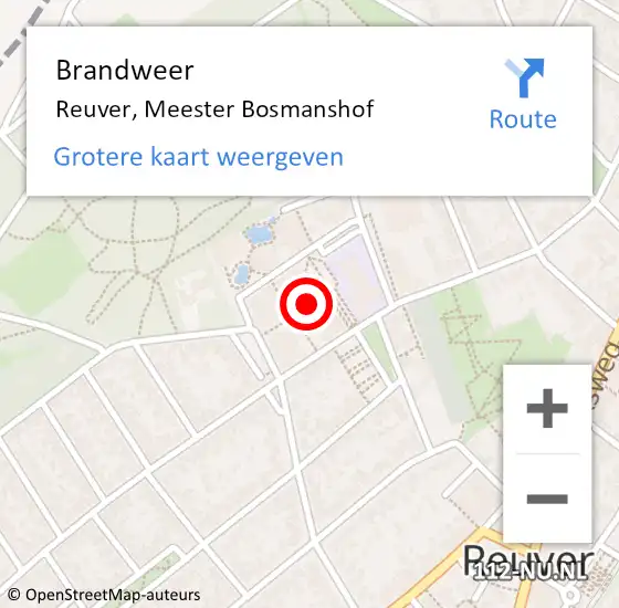 Locatie op kaart van de 112 melding: Brandweer Reuver, Meester Bosmanshof op 25 maart 2018 11:59