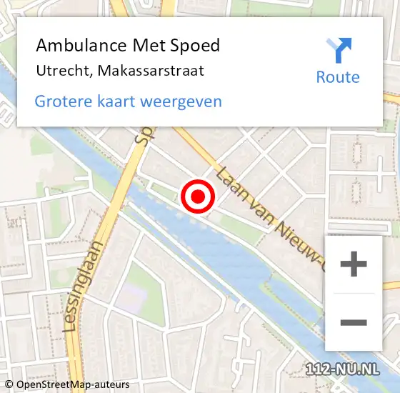 Locatie op kaart van de 112 melding: Ambulance Met Spoed Naar Utrecht, Makassarstraat op 25 maart 2018 12:11