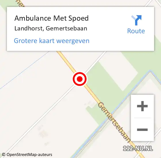 Locatie op kaart van de 112 melding: Ambulance Met Spoed Naar Landhorst, Gemertsebaan op 25 maart 2018 13:10