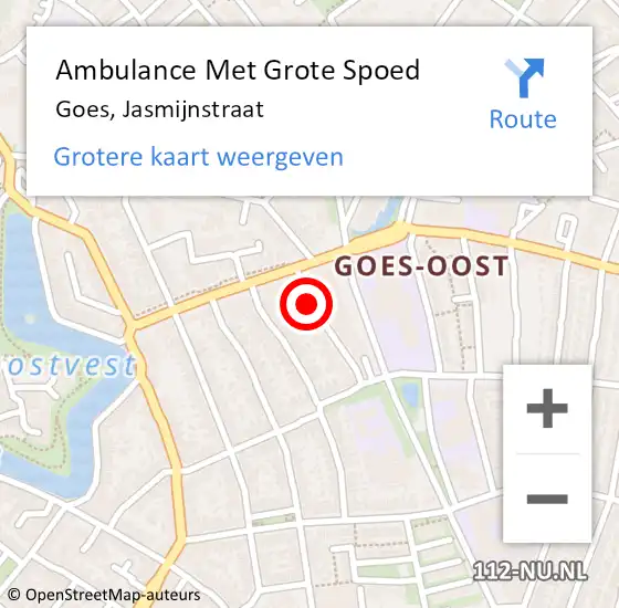 Locatie op kaart van de 112 melding: Ambulance Met Grote Spoed Naar Goes, Jasmijnstraat op 25 maart 2018 13:23