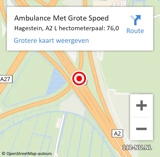 Locatie op kaart van de 112 melding: Ambulance Met Grote Spoed Naar Hagestein, A2 R hectometerpaal: 80,1 op 25 maart 2018 13:54
