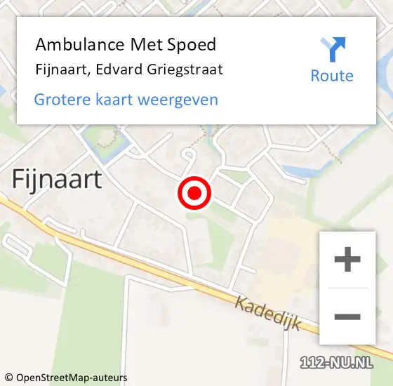 Locatie op kaart van de 112 melding: Ambulance Met Spoed Naar Fijnaart, Edvard Griegstraat op 25 maart 2018 14:26