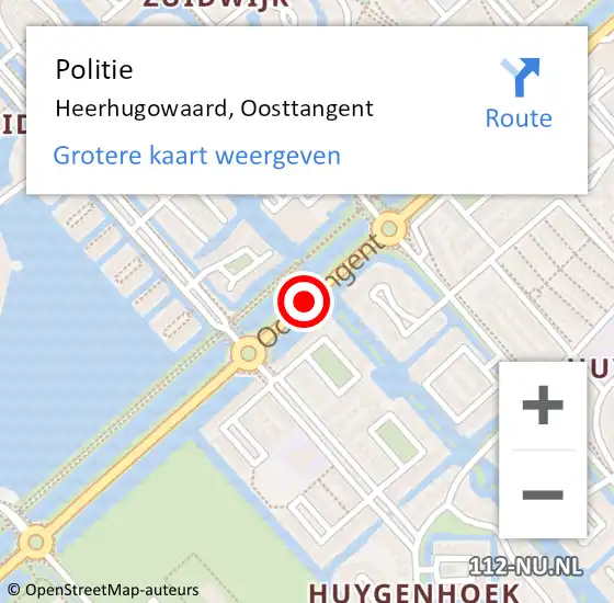 Locatie op kaart van de 112 melding: Politie Heerhugowaard, Oosttangent op 25 maart 2018 15:47