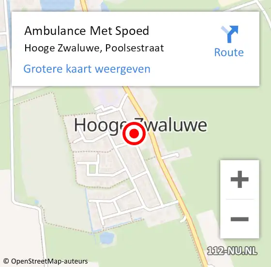 Locatie op kaart van de 112 melding: Ambulance Met Spoed Naar Hooge Zwaluwe, Poolsestraat op 25 maart 2018 16:02