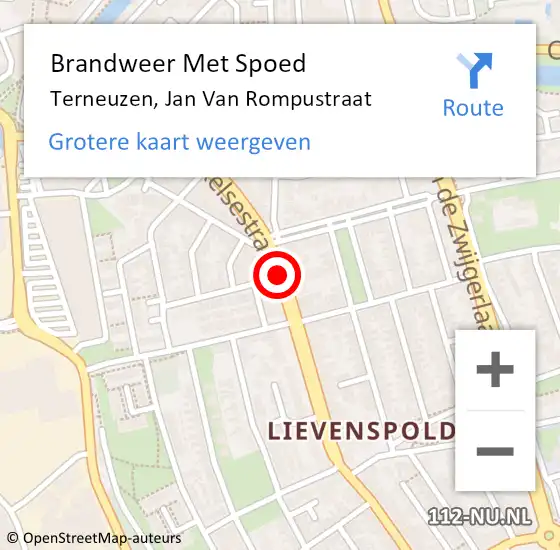 Locatie op kaart van de 112 melding: Brandweer Met Spoed Naar Terneuzen, Jan Van Rompustraat op 25 maart 2018 16:11