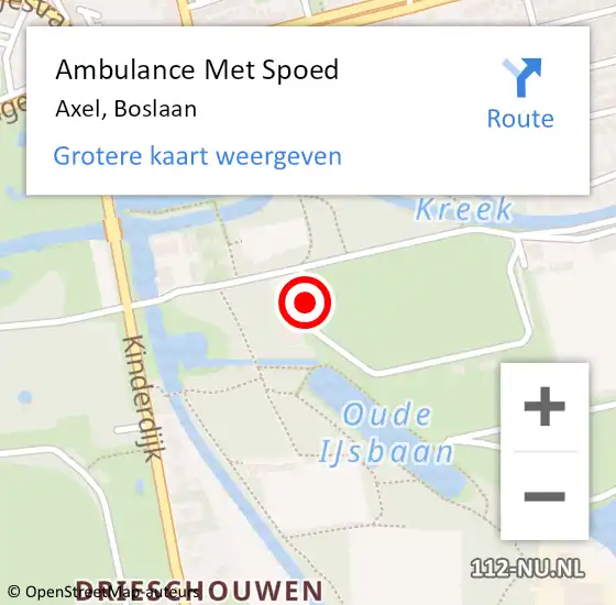 Locatie op kaart van de 112 melding: Ambulance Met Spoed Naar Axel, Boslaan op 25 maart 2018 16:25