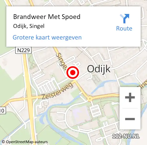 Locatie op kaart van de 112 melding: Brandweer Met Spoed Naar Odijk, Singel op 25 maart 2018 16:32