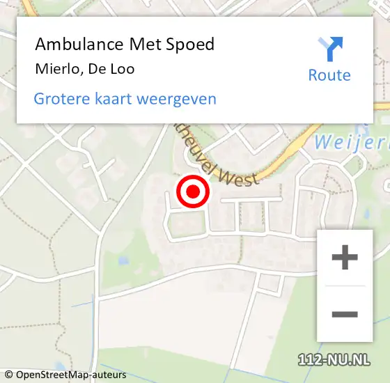 Locatie op kaart van de 112 melding: Ambulance Met Spoed Naar Mierlo, De Loo op 25 maart 2018 16:41