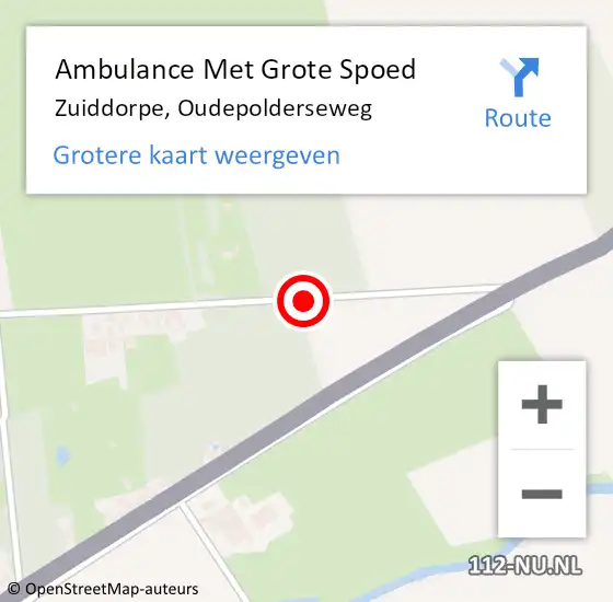 Locatie op kaart van de 112 melding: Ambulance Met Grote Spoed Naar Zuiddorpe, Oudepolderseweg op 25 maart 2018 17:29