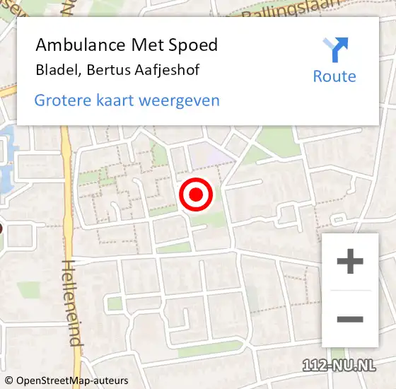 Locatie op kaart van de 112 melding: Ambulance Met Spoed Naar Bladel, Bertus Aafjeshof op 25 maart 2018 17:57