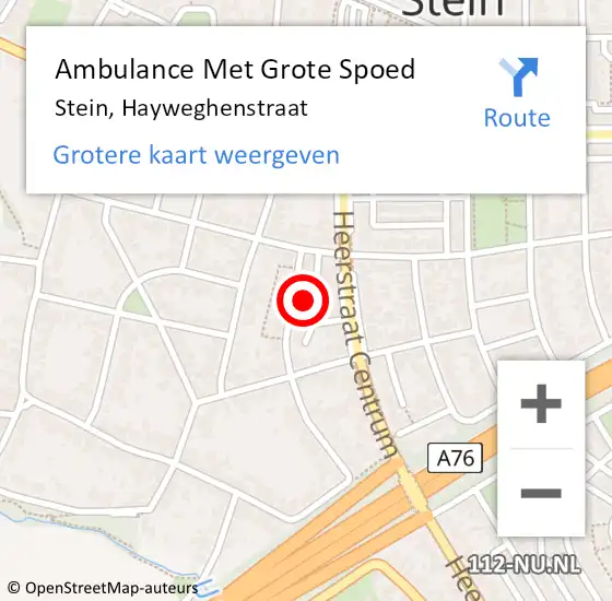 Locatie op kaart van de 112 melding: Ambulance Met Grote Spoed Naar Stein, Hayweghenstraat op 20 februari 2014 09:34