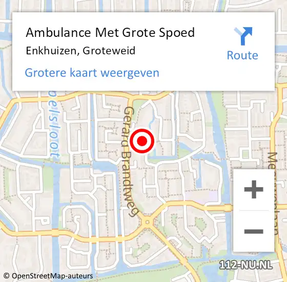 Locatie op kaart van de 112 melding: Ambulance Met Grote Spoed Naar Enkhuizen, Groteweid op 25 maart 2018 19:48