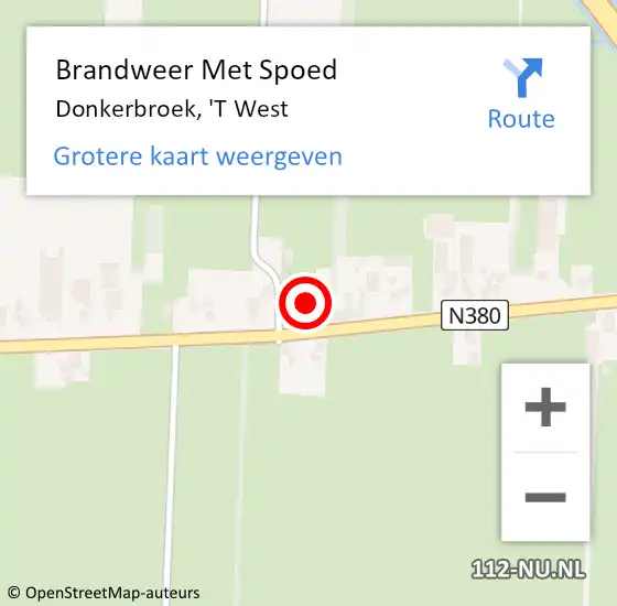 Locatie op kaart van de 112 melding: Brandweer Met Spoed Naar Donkerbroek, 'T West op 25 maart 2018 20:42