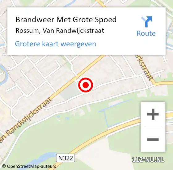 Locatie op kaart van de 112 melding: Brandweer Met Grote Spoed Naar Rossum, Van Randwijckstraat op 25 maart 2018 20:43