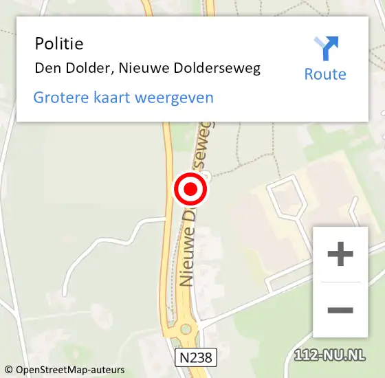 Locatie op kaart van de 112 melding: Politie Den Dolder, Nieuwe Dolderseweg op 25 maart 2018 20:47