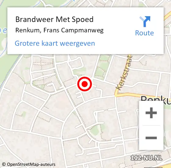 Locatie op kaart van de 112 melding: Brandweer Met Spoed Naar Renkum, Frans Campmanweg op 25 maart 2018 21:05