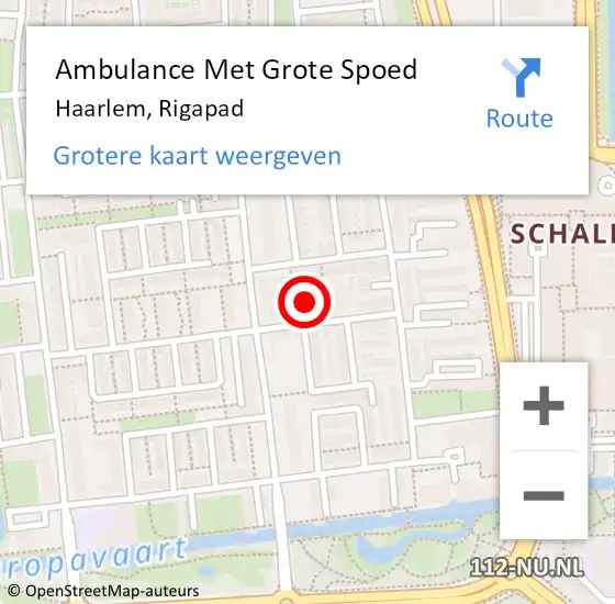 Locatie op kaart van de 112 melding: Ambulance Met Grote Spoed Naar Haarlem, Rigapad op 25 maart 2018 21:08