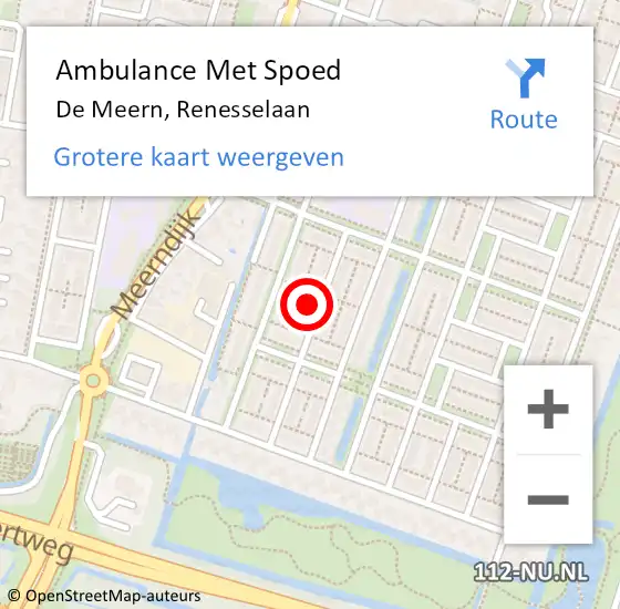 Locatie op kaart van de 112 melding: Ambulance Met Spoed Naar De Meern, Renesselaan op 25 maart 2018 22:24