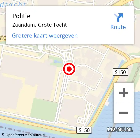 Locatie op kaart van de 112 melding: Politie Zaandam, Grote Tocht op 25 maart 2018 22:42