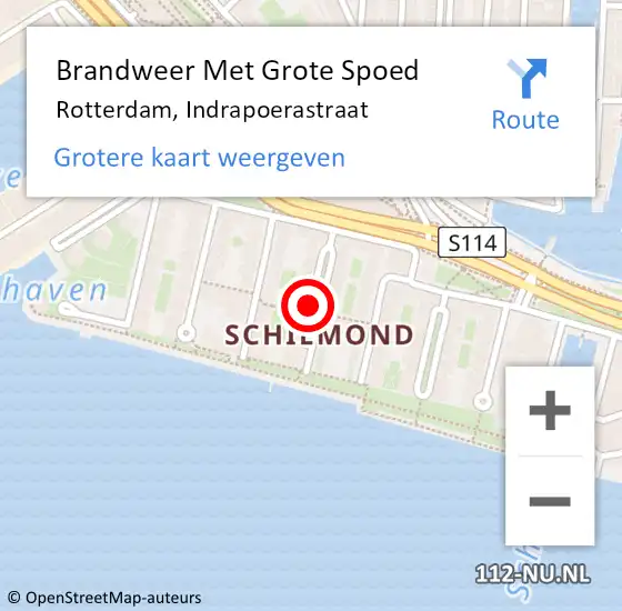 Locatie op kaart van de 112 melding: Brandweer Met Grote Spoed Naar Rotterdam, Indrapoerastraat op 25 maart 2018 22:44