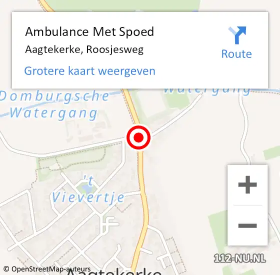 Locatie op kaart van de 112 melding: Ambulance Met Spoed Naar Aagtekerke, Roosjesweg op 25 maart 2018 23:16