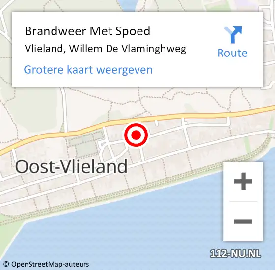 Locatie op kaart van de 112 melding: Brandweer Met Spoed Naar Vlieland, Willem De Vlaminghweg op 25 maart 2018 23:27