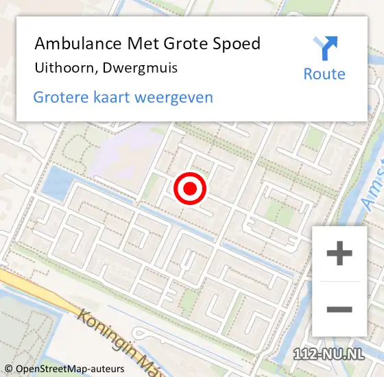 Locatie op kaart van de 112 melding: Ambulance Met Grote Spoed Naar Uithoorn, Dwergmuis op 25 maart 2018 23:39