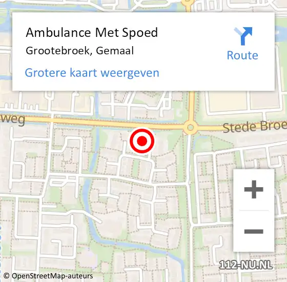 Locatie op kaart van de 112 melding: Ambulance Met Spoed Naar Grootebroek, Gemaal op 26 maart 2018 01:54