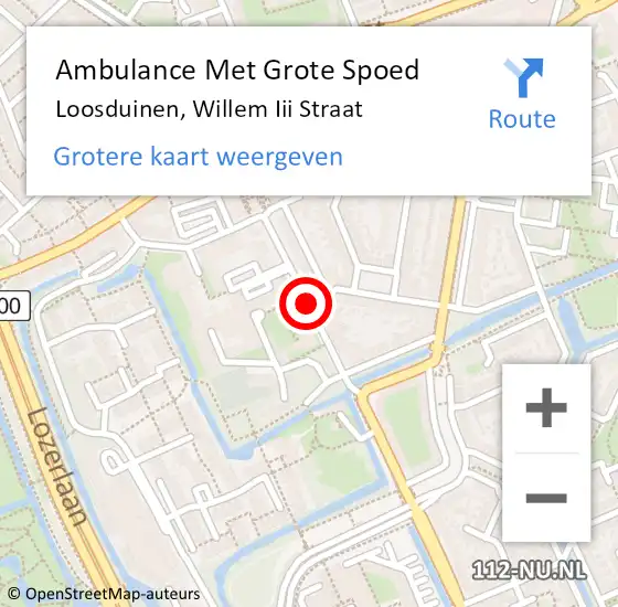 Locatie op kaart van de 112 melding: Ambulance Met Grote Spoed Naar Loosduinen, Willem Iii Straat op 26 maart 2018 01:59