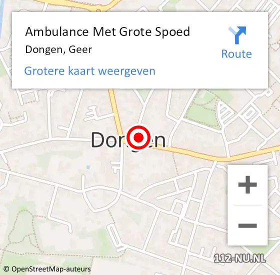 Locatie op kaart van de 112 melding: Ambulance Met Grote Spoed Naar Dongen, Geer op 26 maart 2018 02:22