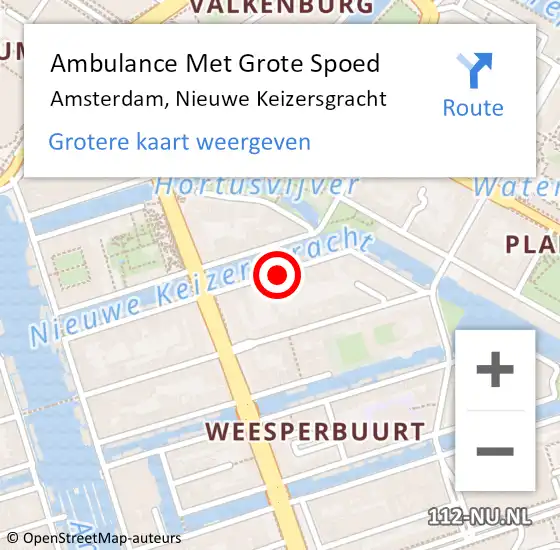 Locatie op kaart van de 112 melding: Ambulance Met Grote Spoed Naar Amsterdam, Nieuwe Keizersgracht op 26 maart 2018 02:32