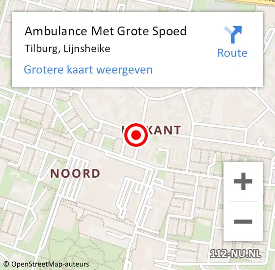 Locatie op kaart van de 112 melding: Ambulance Met Grote Spoed Naar Tilburg, Lijnsheike op 26 maart 2018 03:49