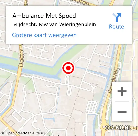 Locatie op kaart van de 112 melding: Ambulance Met Spoed Naar Mijdrecht, Mw van Wieringenplein op 26 maart 2018 05:37