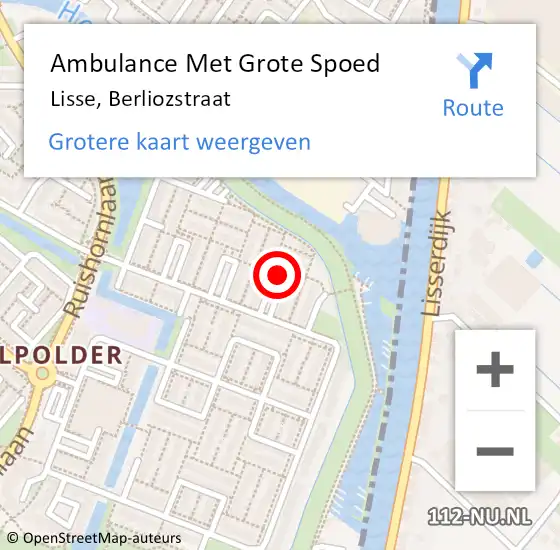 Locatie op kaart van de 112 melding: Ambulance Met Grote Spoed Naar Lisse, Berliozstraat op 26 maart 2018 05:45