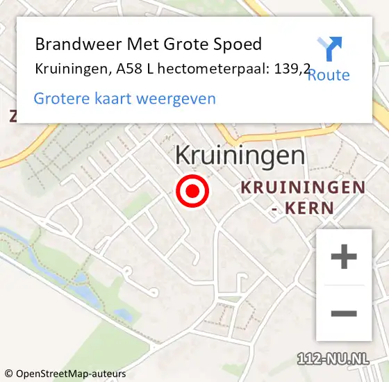 Locatie op kaart van de 112 melding: Brandweer Met Grote Spoed Naar Kruiningen, A58 L hectometerpaal: 139,2 op 26 maart 2018 05:59