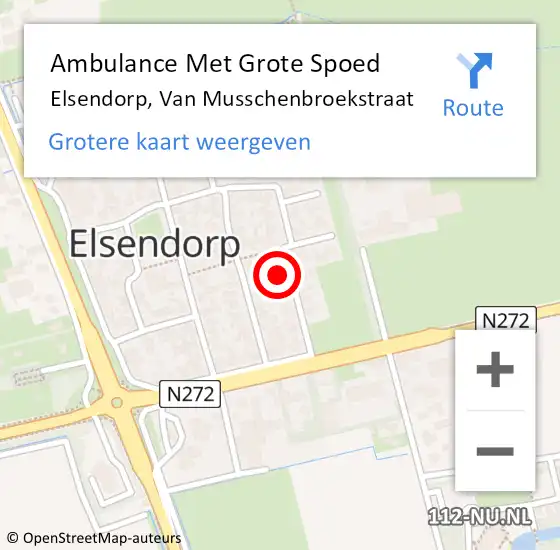 Locatie op kaart van de 112 melding: Ambulance Met Grote Spoed Naar Elsendorp, Van Musschenbroekstraat op 26 maart 2018 06:43