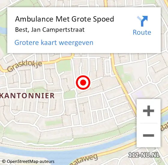 Locatie op kaart van de 112 melding: Ambulance Met Grote Spoed Naar Best, Jan Campertstraat op 26 maart 2018 09:20