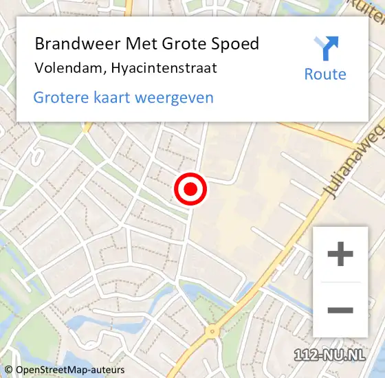 Locatie op kaart van de 112 melding: Brandweer Met Grote Spoed Naar Volendam, Hyacintenstraat op 26 maart 2018 09:23