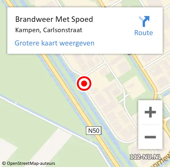 Locatie op kaart van de 112 melding: Brandweer Met Spoed Naar Kampen, Carlsonstraat op 26 maart 2018 09:53