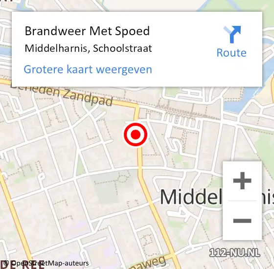 Locatie op kaart van de 112 melding: Brandweer Met Spoed Naar Middelharnis, Schoolstraat op 26 maart 2018 10:03