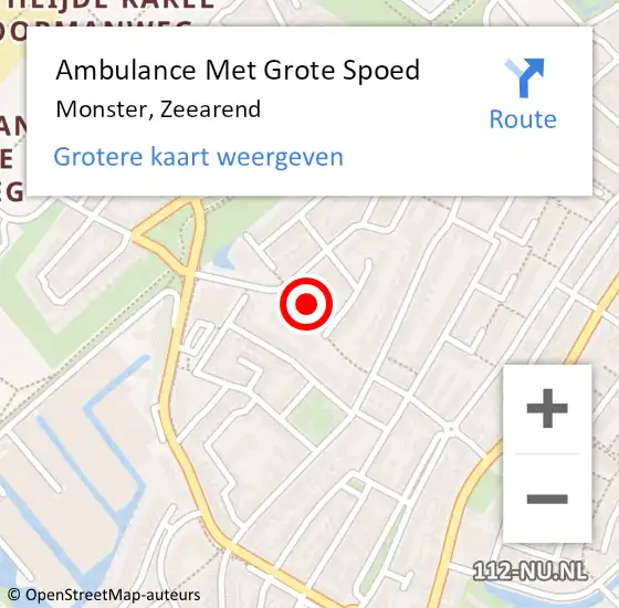 Locatie op kaart van de 112 melding: Ambulance Met Grote Spoed Naar Monster, Zeearend op 26 maart 2018 10:07