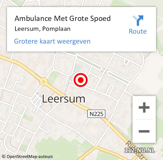 Locatie op kaart van de 112 melding: Ambulance Met Grote Spoed Naar Leersum, Pomplaan op 20 februari 2014 10:26