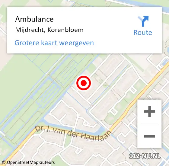 Locatie op kaart van de 112 melding: Ambulance Mijdrecht, Korenbloem op 26 maart 2018 11:53