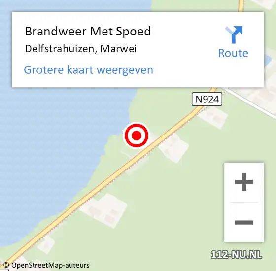 Locatie op kaart van de 112 melding: Brandweer Met Spoed Naar Delfstrahuizen, Marwei op 26 maart 2018 12:57